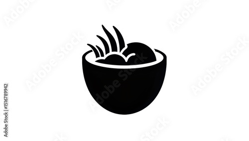 Vector graphic of a bowl of food with sprouts for culinary design needs silhouette