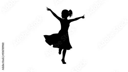 Silhouette of a girl dancing in a dress vector illustration graphic design silhouette