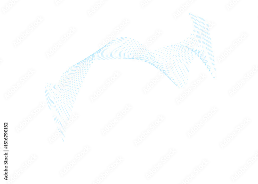 Obraz premium Minimalist blue wave line art on white background, abstract flowing digital curve pattern, elegant geometric motion graphic for corporate branding