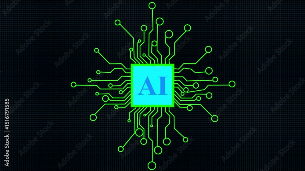 PONG Alpha.AI.Artificial intelligence.Seamless AI circuit lines loading process digit HUD HUI
