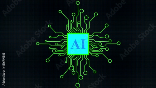 PONG Alpha.AI.Artificial intelligence.Seamless AI circuit lines loading process digit HUD HUI