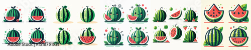 vector set of watermelon fruit