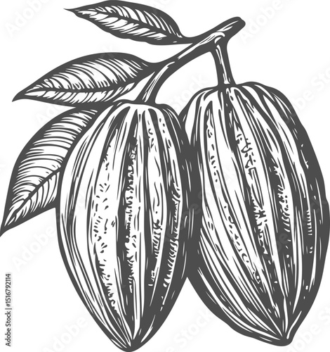 Cocoa bean illustration isolated on transparent background. Vector graphics