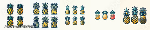 vector set of pineapple fruit