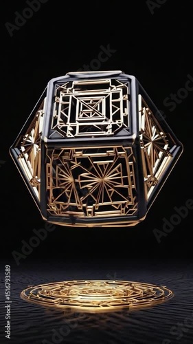 Ornate Gold-Accented Black Cube