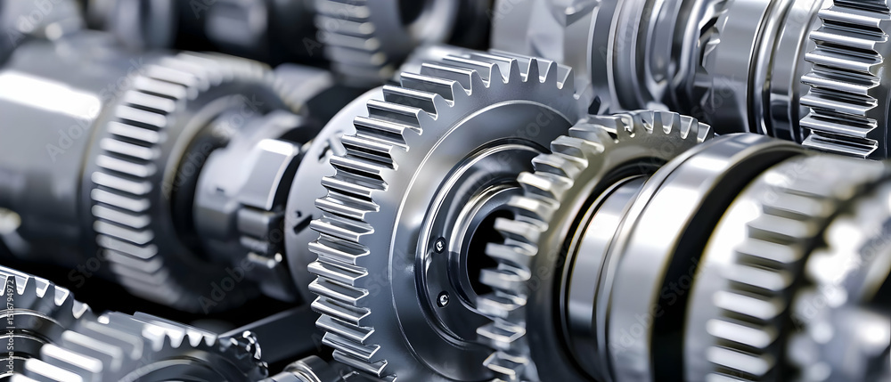 Fototapeta premium Closeup View Of Interlocking Metal Gears
