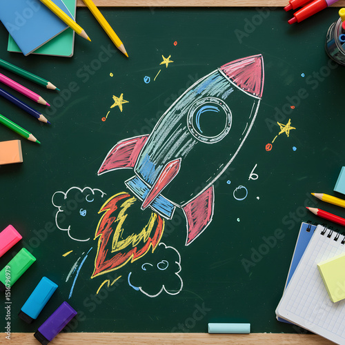 Chalkboard Rocket Drawing: Education, Creativity, and Space Exploration