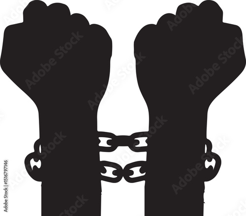 Powerful Black and White Image of Two Fists Bound with Chains, Symbolizing Struggle, Oppression, and Freedom for Social Justice and Human Rights Movements