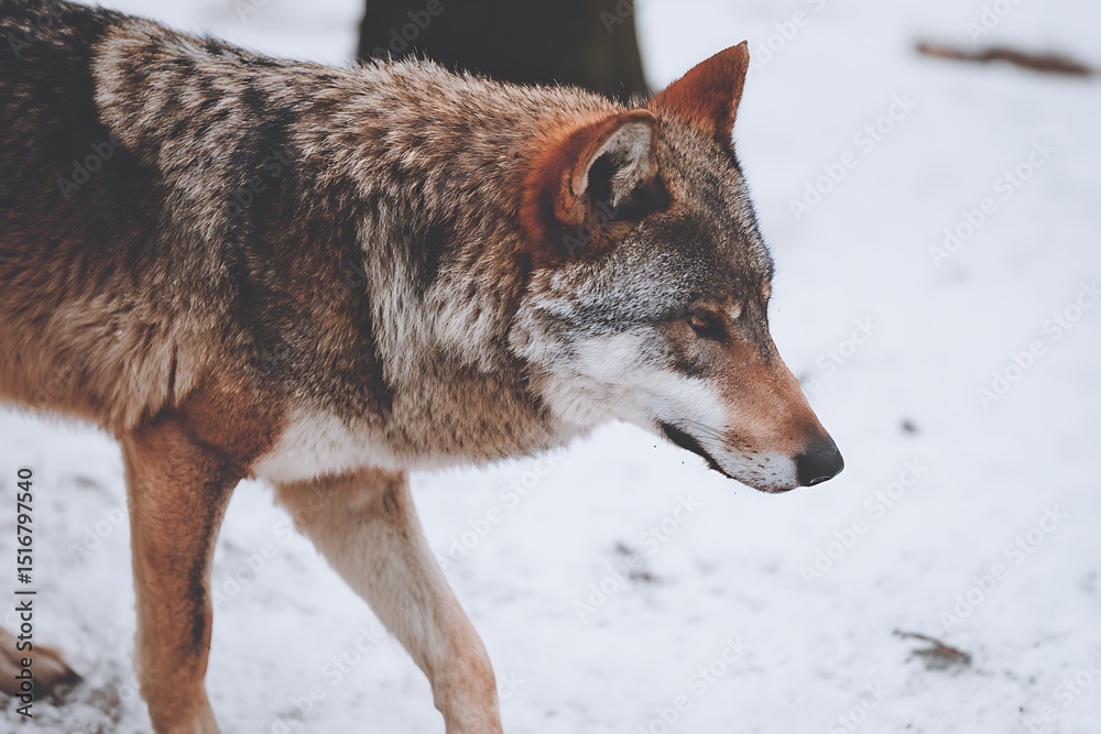 Obraz premium Wolf in snowy winter environment portrait