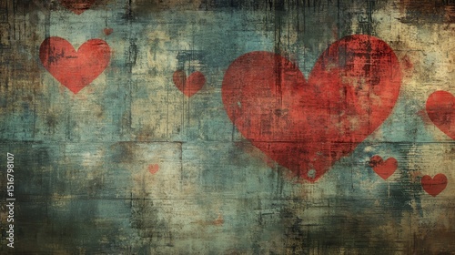 Grunge love pattern illustration , no logos, no brands