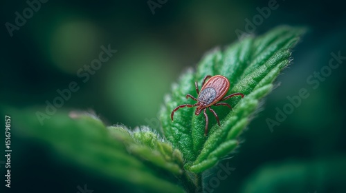Wallpaper Mural Close-up of a tick on a green leaf with soft blurred forest background,  Torontodigital.ca