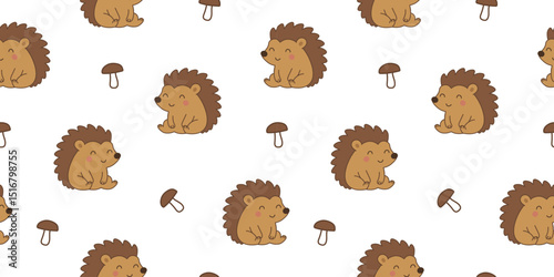 Whimsical hedgehogs with mushrooms in a fun layout