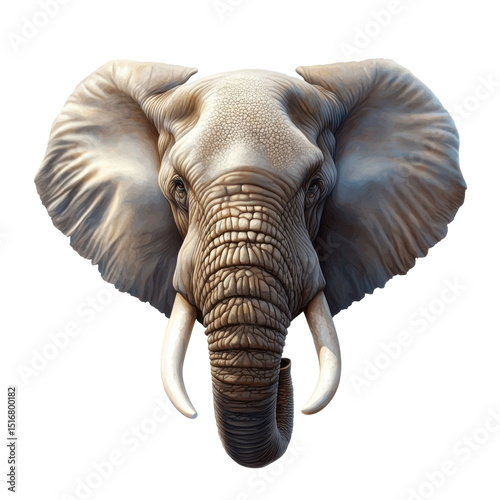 Majestic elephant portrait showing power and wisdom on transparent background