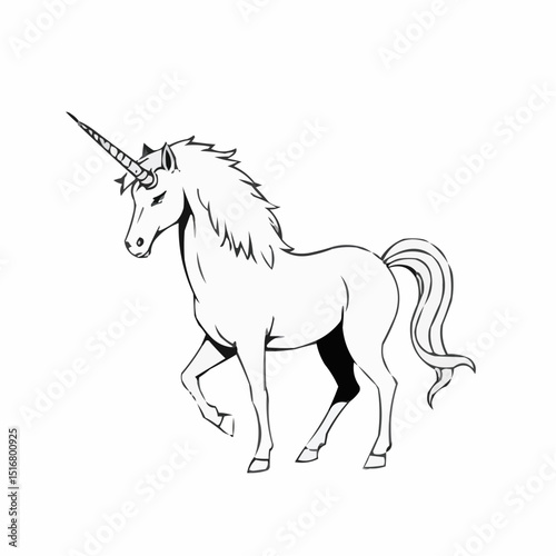 Majestic unicorn prancing through an enchanted meadow on a bright sunny day