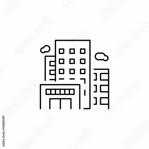 city tall buildings icon sign vector