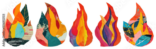 PNG Colorful abstract flame designs, element set on transparent background