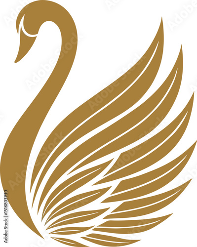 Swan logo design with elegant golden and modern branding elements vector illustration.