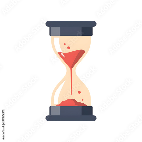 Illustration of Sand Hourglass with Red Sand