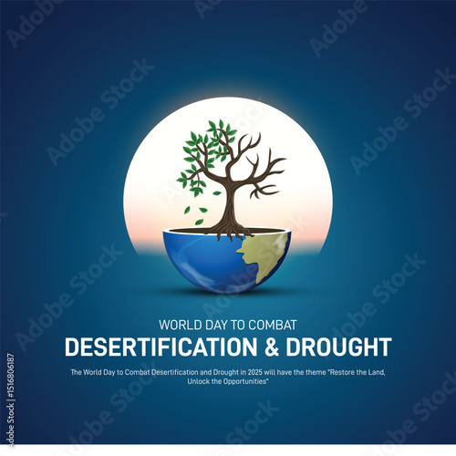 World Day to Combat Desertification and Drought creative banner, poster, social media post, postcard, template, background, backdrop, greetings card, web banner, cover design etc.