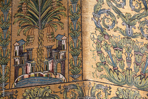 Canvas Print Decorations of the dome of the Treasury at Umayyad Mosque, Damascus, Syria