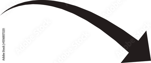Arrow icon. Hand drawn black line doodle arrow, curve arrow vector. Sketch curved dashed arrows design isolated on transparent background. Direction shape for web and app.