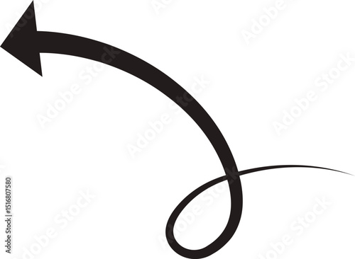 Arrow icon. Hand drawn black line doodle arrow, curve arrow vector. Sketch curved dashed arrows design isolated on transparent background. Direction shape for web and app.
