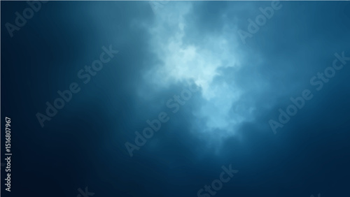 Abstract dark blue sky with light rays and a hint of smoke texture.
