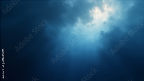 Abstract dark blue sky with light rays and a hint of smoke texture.