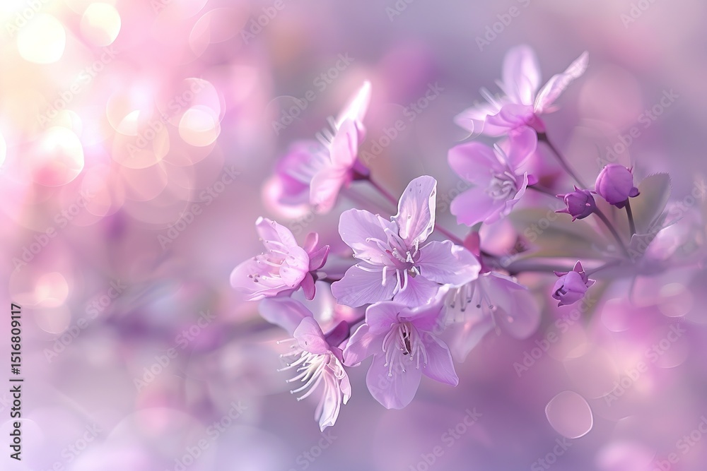 Fototapeta premium Delicate blossoms in soft focus ethereal beauty and serene spring vibes bloom gently