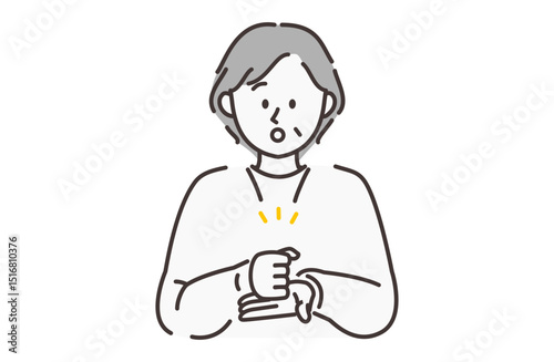 納得している年配の女性