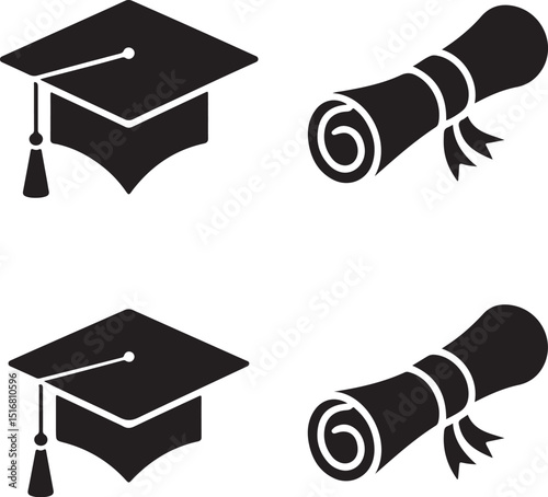 graduation cap and diploma