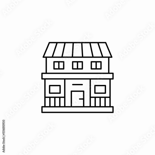 two strorey building icon sign vector
