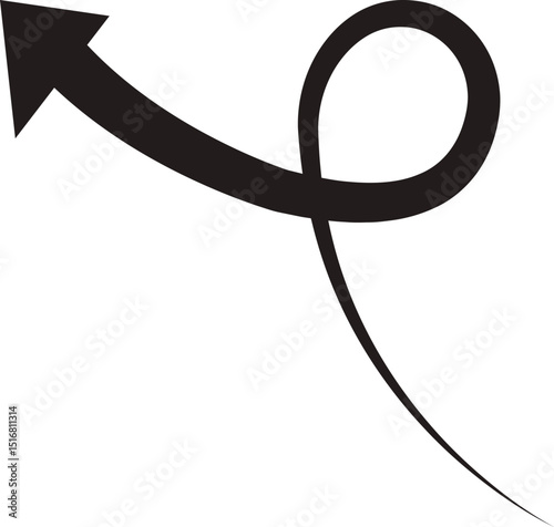 Arrow icon. Hand drawn black line doodle arrow, curve arrow vector. Sketch curved dashed arrows design isolated on transparent background. Direction shape for web and app.
