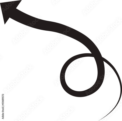Arrow icon. Hand drawn black line doodle arrow, curve arrow vector. Sketch curved dashed arrows design isolated on transparent background. Direction shape for web and app.