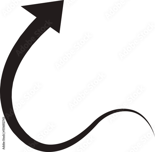 Arrow icon. Hand drawn black line doodle arrow, curve arrow vector. Sketch curved dashed arrows design isolated on transparent background. Direction shape for web and app.