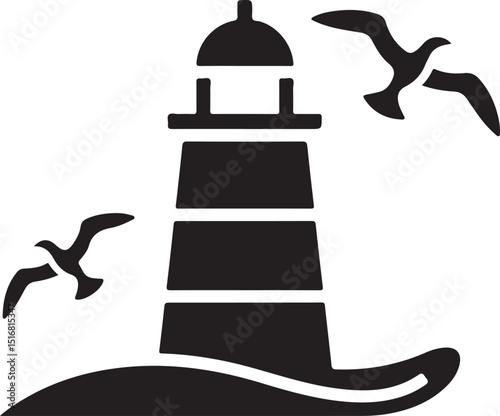 lighthouse silhouette vector icon