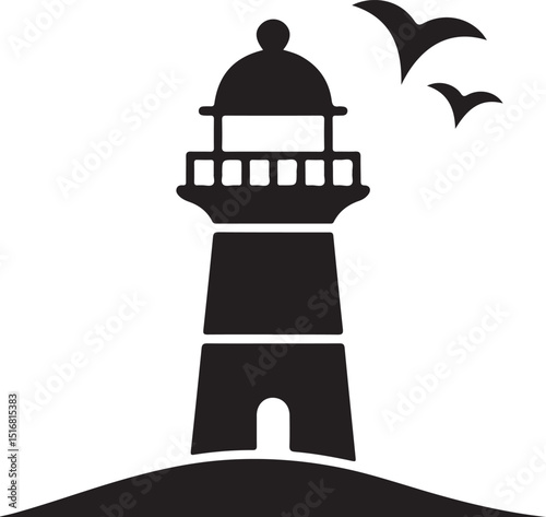 lighthouse silhouette vector icon