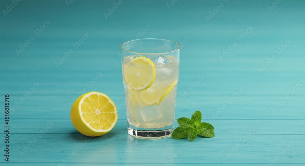 Fototapeta premium Homemade Lemonade with Lemon Slices and Mint