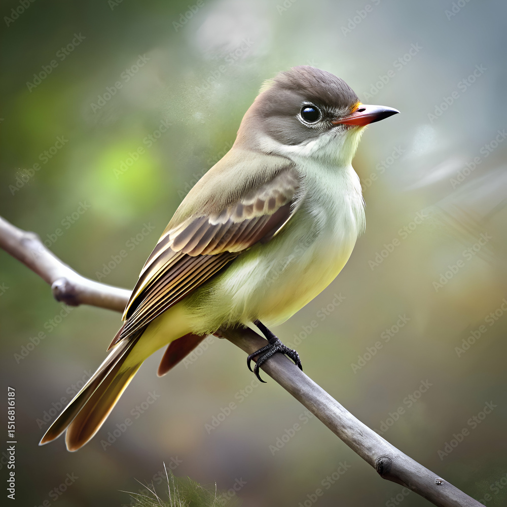Fototapeta premium Close-up of a lovely little bird perched on a branch.