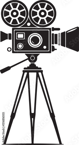 Digital video camera tripod silhouettes. Silhouettes of video camera tripod vector. Camera stand vector silhouette. Abstract tripod silhouette icon vector design