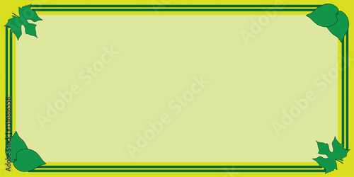 Green Decorative Frame with Leaf Accents on Light Background