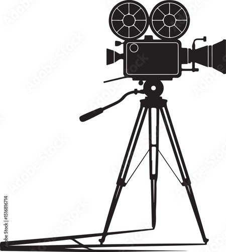 Digital video camera tripod silhouettes. Silhouettes of video camera tripod vector. Camera stand vector silhouette. Abstract tripod silhouette icon vector design