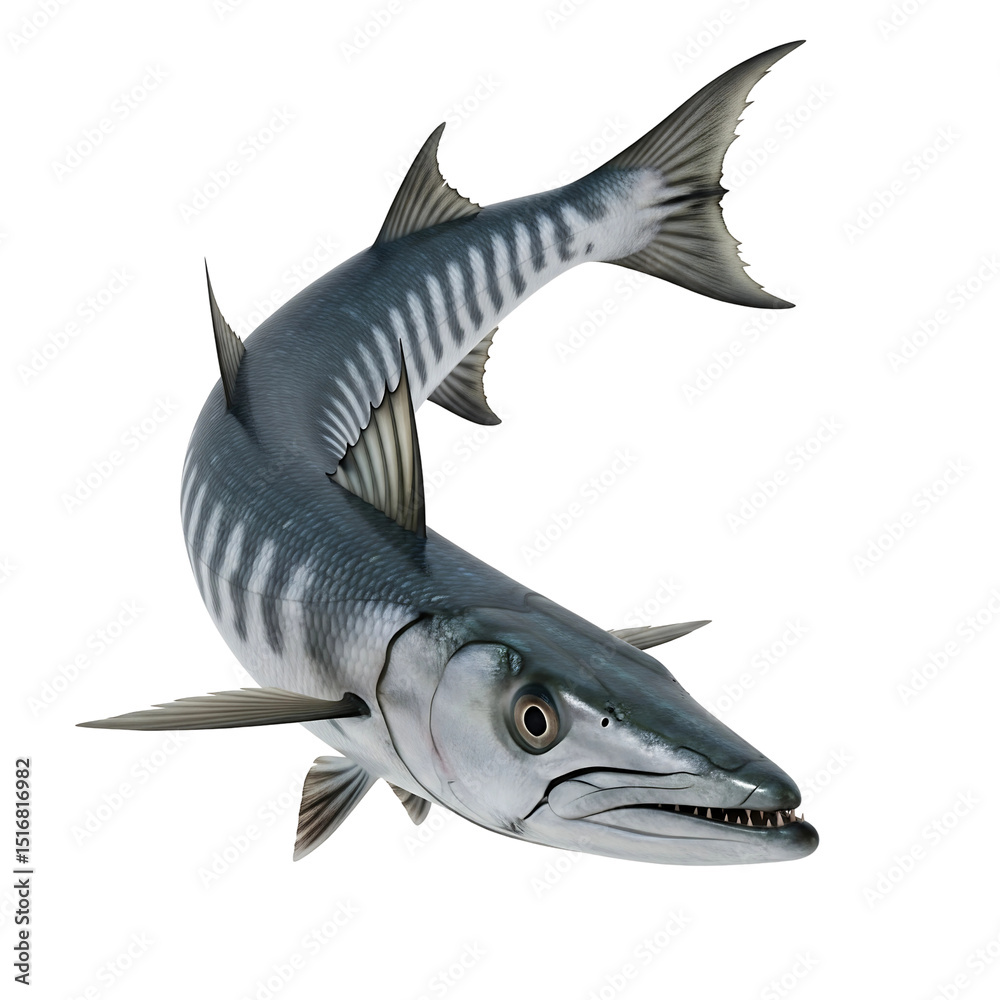 Fototapeta premium Great barracuda fish isolated on transparent background