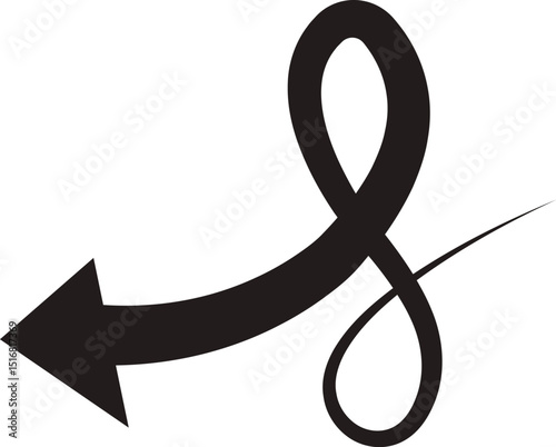 Arrow icon. Hand drawn black line doodle arrow, curve arrow vector. Sketch curved dashed arrows design isolated on transparent background. Direction shape for web and app.
