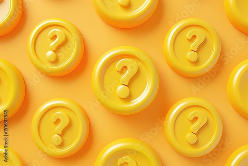 Yellow coins with question marks spread across a matching yellow background