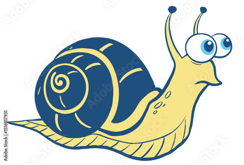 Cute cartoon snail illustration with big eyes and vibrant colors