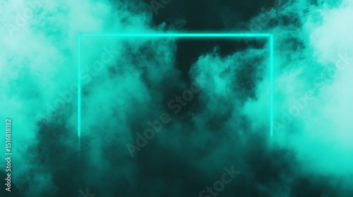 Neon frame, teal smoke
