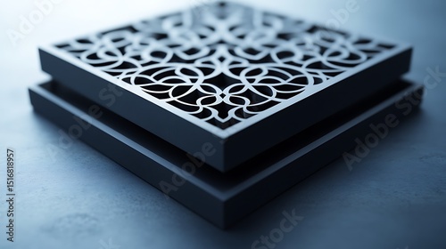 Ornate square box with intricate cutout design