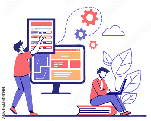 Vector illustration of web and app development, programming and coding. Creative concept for web banner, social media banner, business presentation, marketing material 