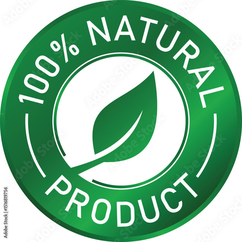 100% Natural Product Green Round Logo | Eco-Friendly Design for Organic Food and Skincare Branding
